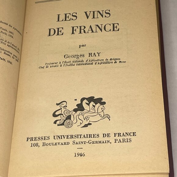 Other - Les Vins De France 1946 Hardcover Wine Book